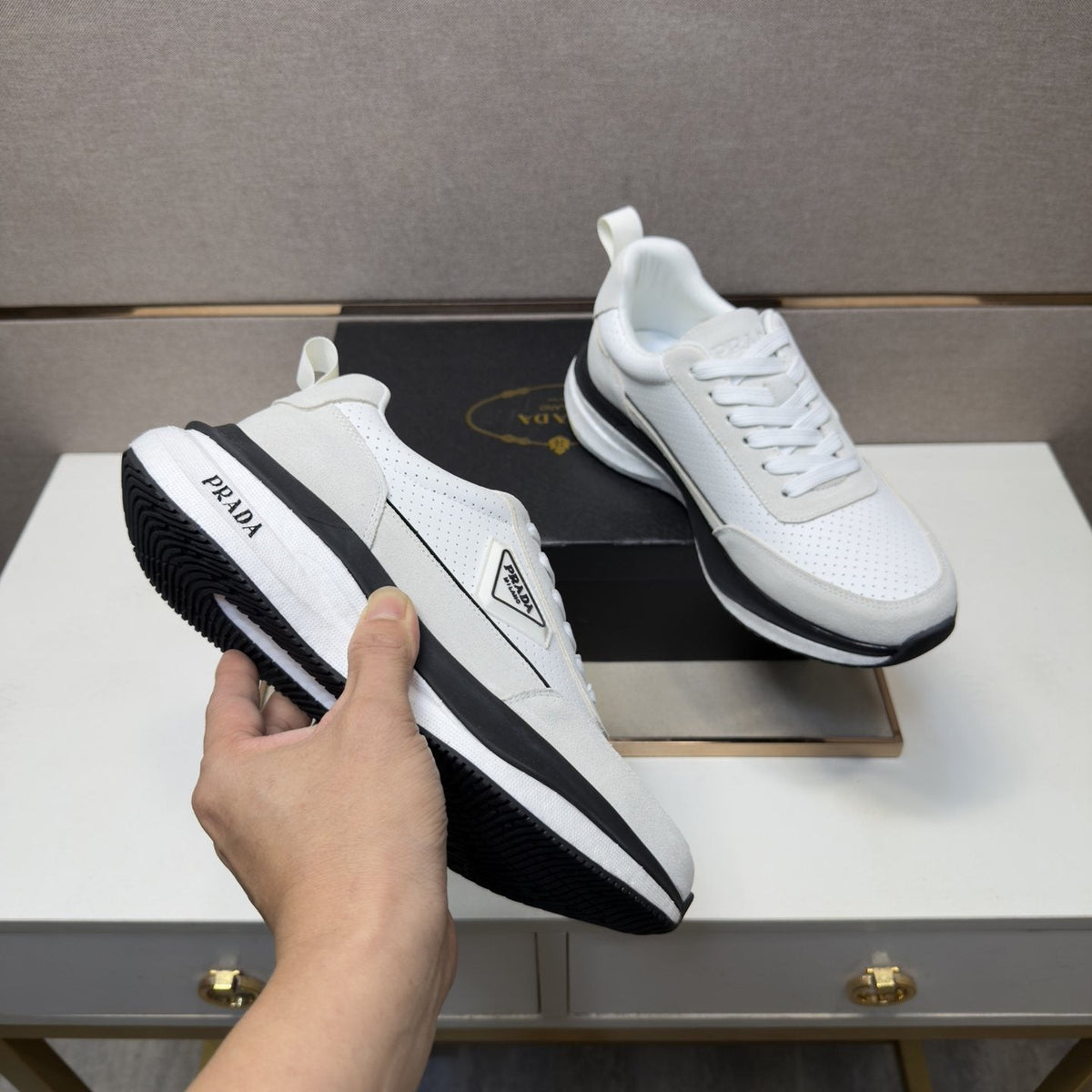 Prada Mesh Panel Sneakers — detail