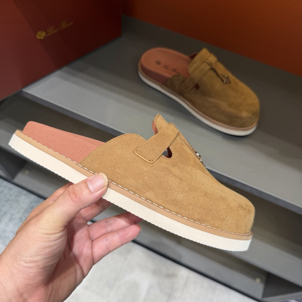Camel Tan Backless Mule Loafers — front