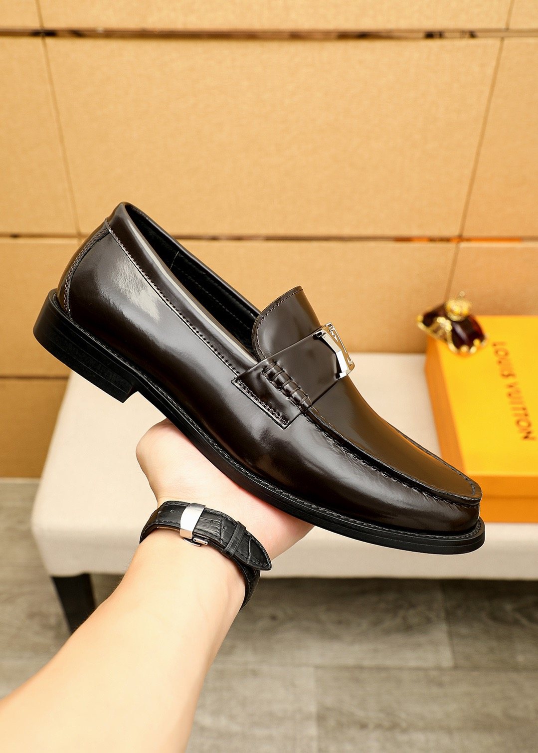 Louis Vuitton Polished Leather Loafers — model
