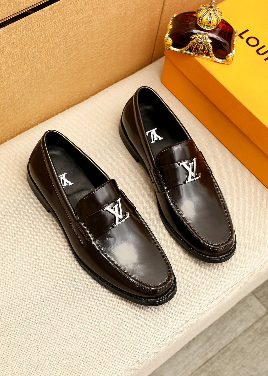 Louis Vuitton Polished Leather Loafers — front