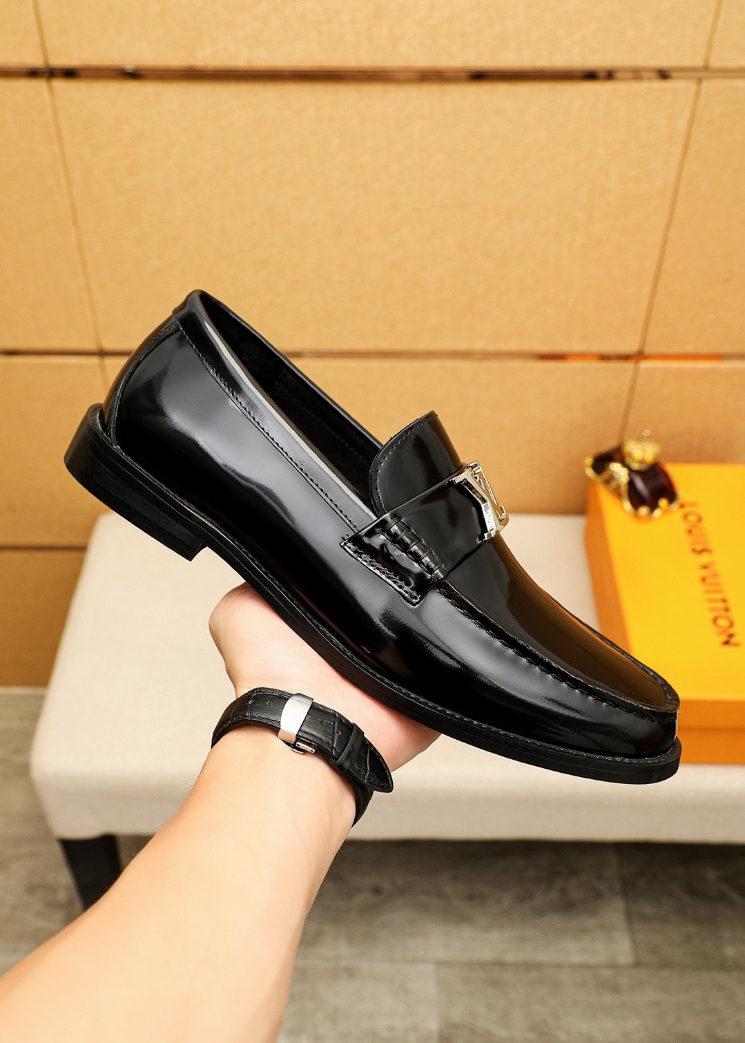 Louis Vuitton Polished Leather Loafers — model