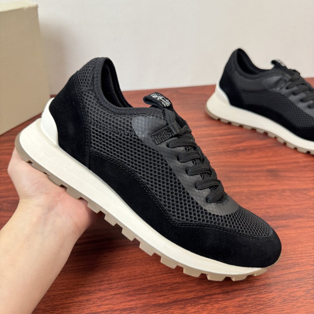 Brunello Cucinelli Mesh and Suede Sneakers — model