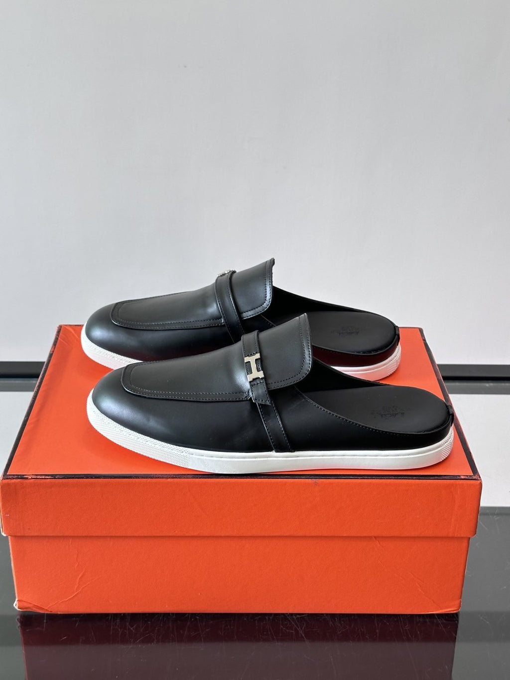 Hermès H-Accent Slip-On Mules — side