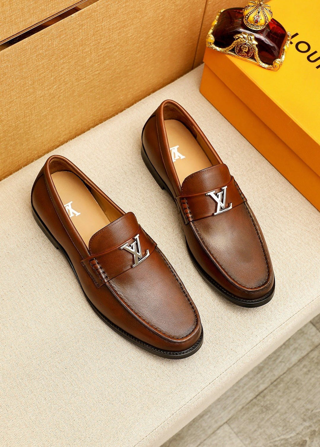 Louis Vuitton Leather Hardware Loafers — front