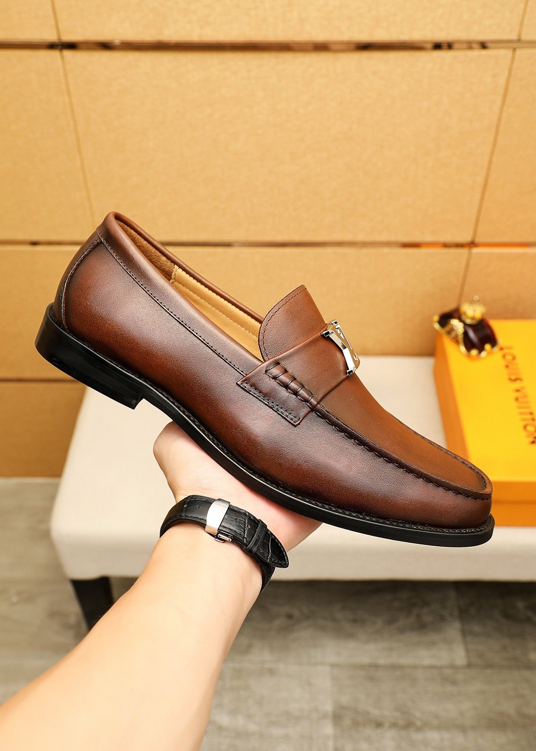 Louis Vuitton Leather Hardware Loafers — side