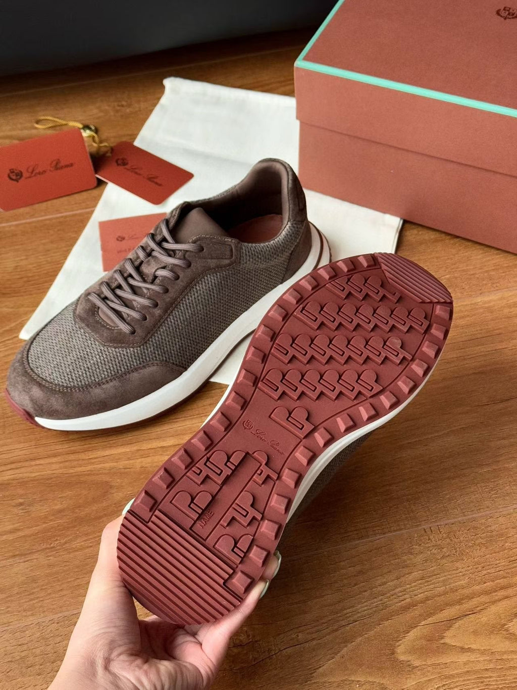 Loro Piana Week End Walk Knit Sneaker — side