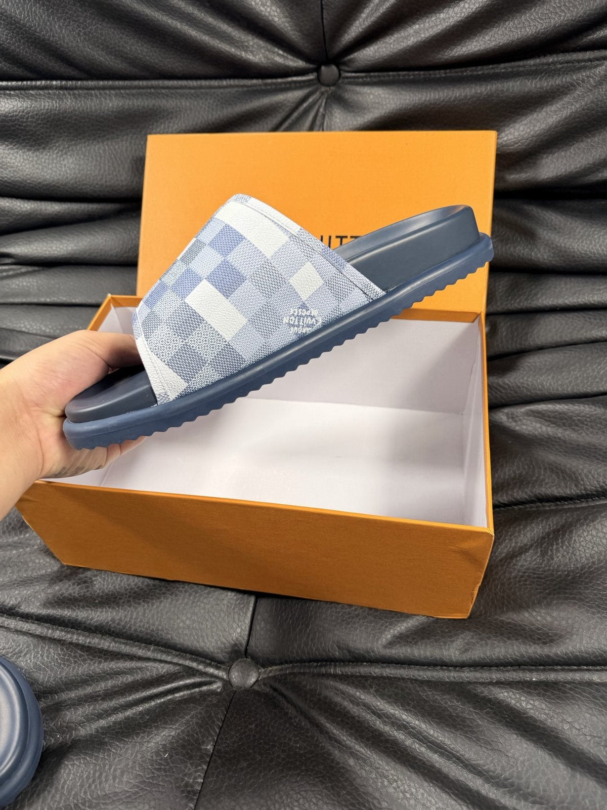 Louis Vuitton Checkered Slide Sandals — detail