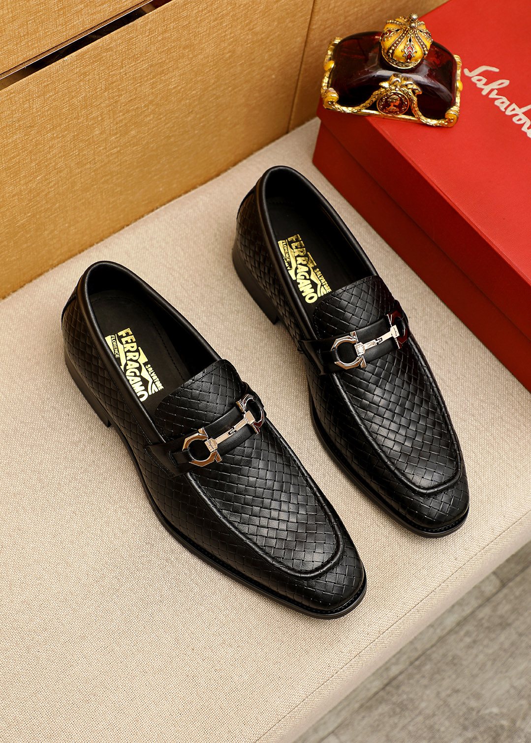 Salvatore Ferragamo Textured Buckle Loafers — hero