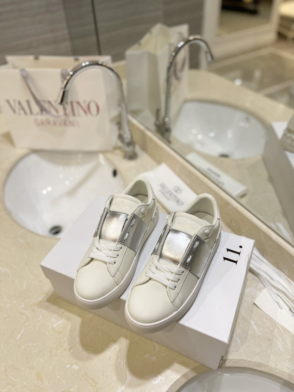 Valentino Studded Low-Top Sneakers — side