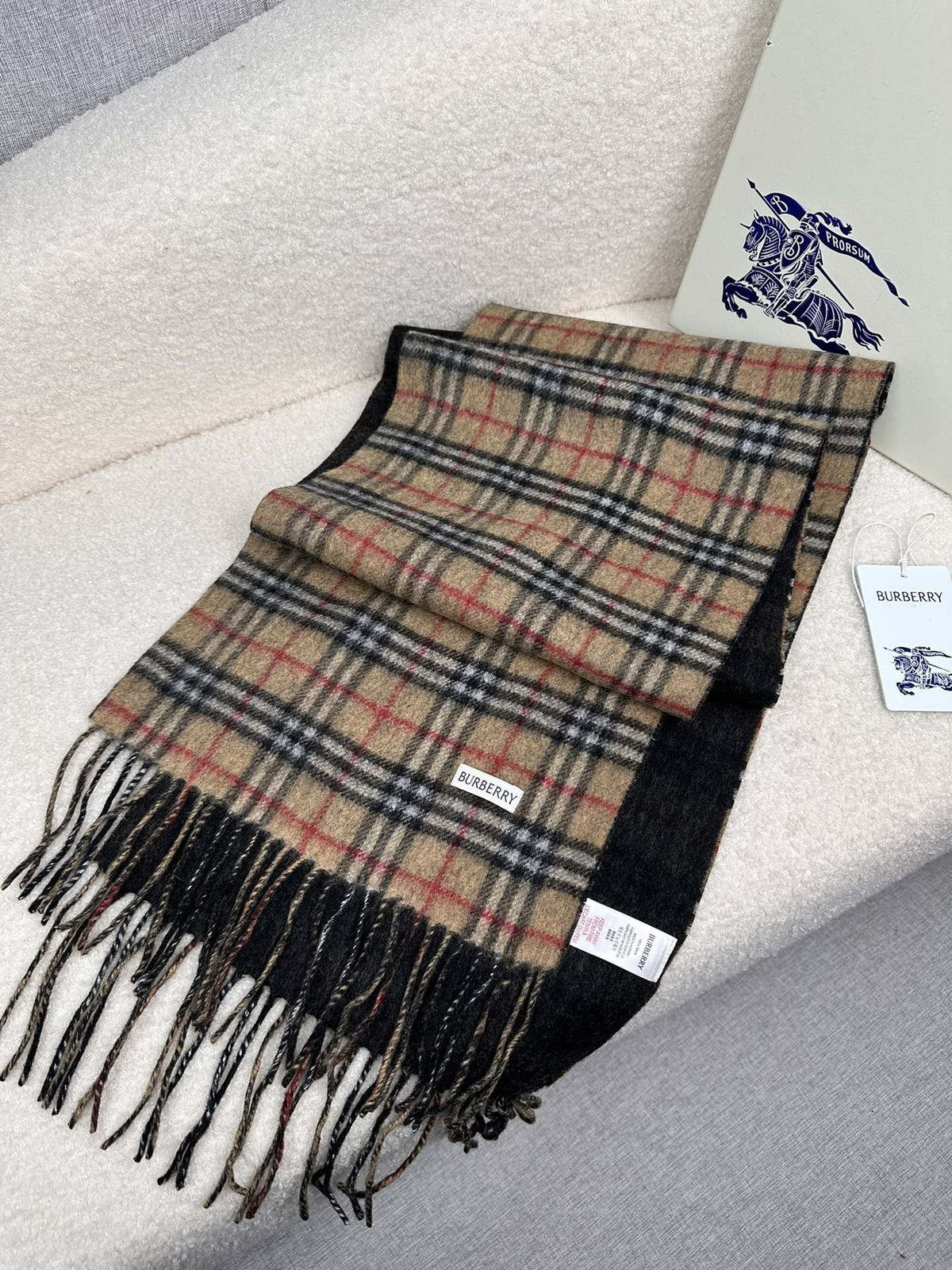 Burberry Reversible Fringed Plaid Scarf — side