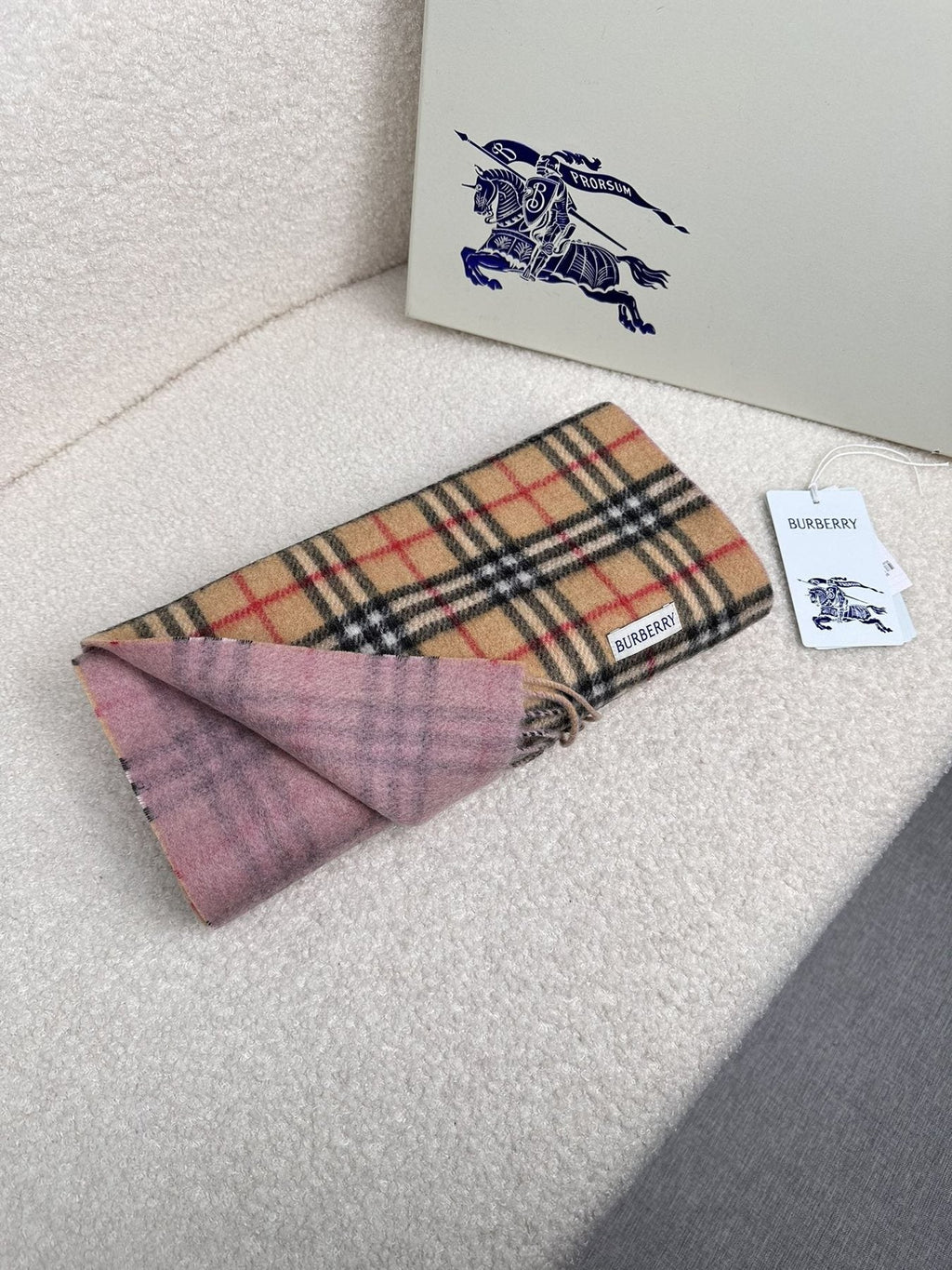Burberry Reversible Fringed Plaid Scarf — front
