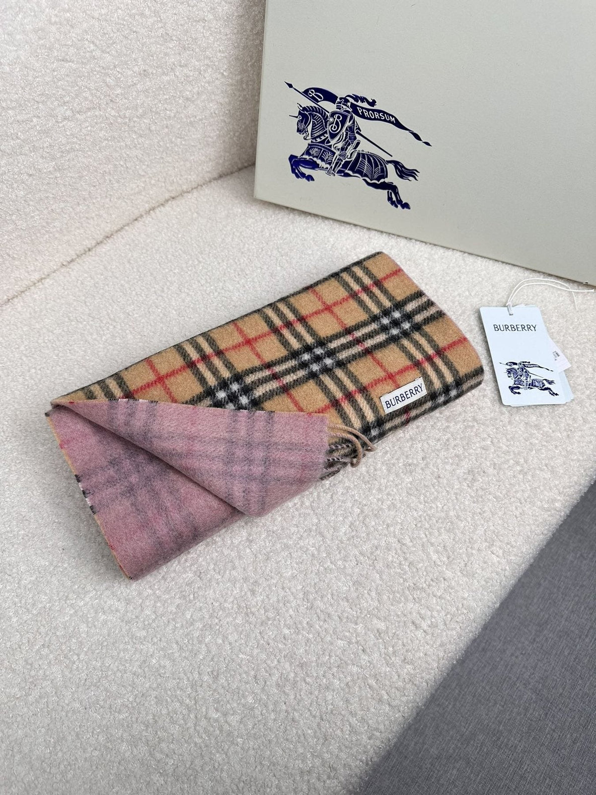 Burberry Reversible Fringed Plaid Scarf — front