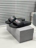 Balenciaga Logo Stripe Slide Sandals — hero