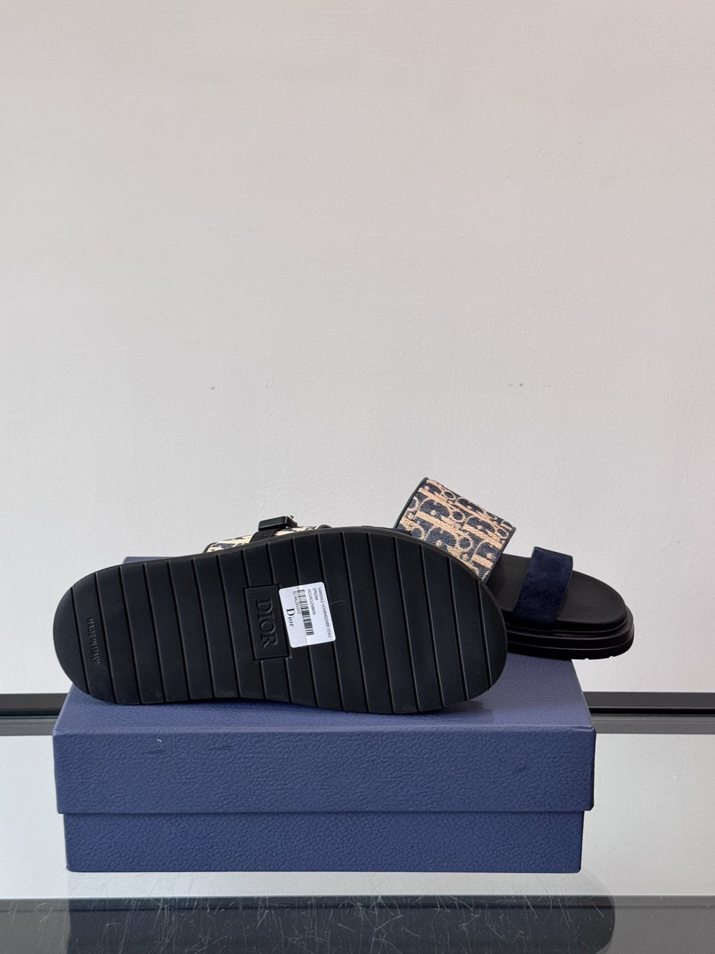 Dior Patterned Strap Slide Sandals — front
