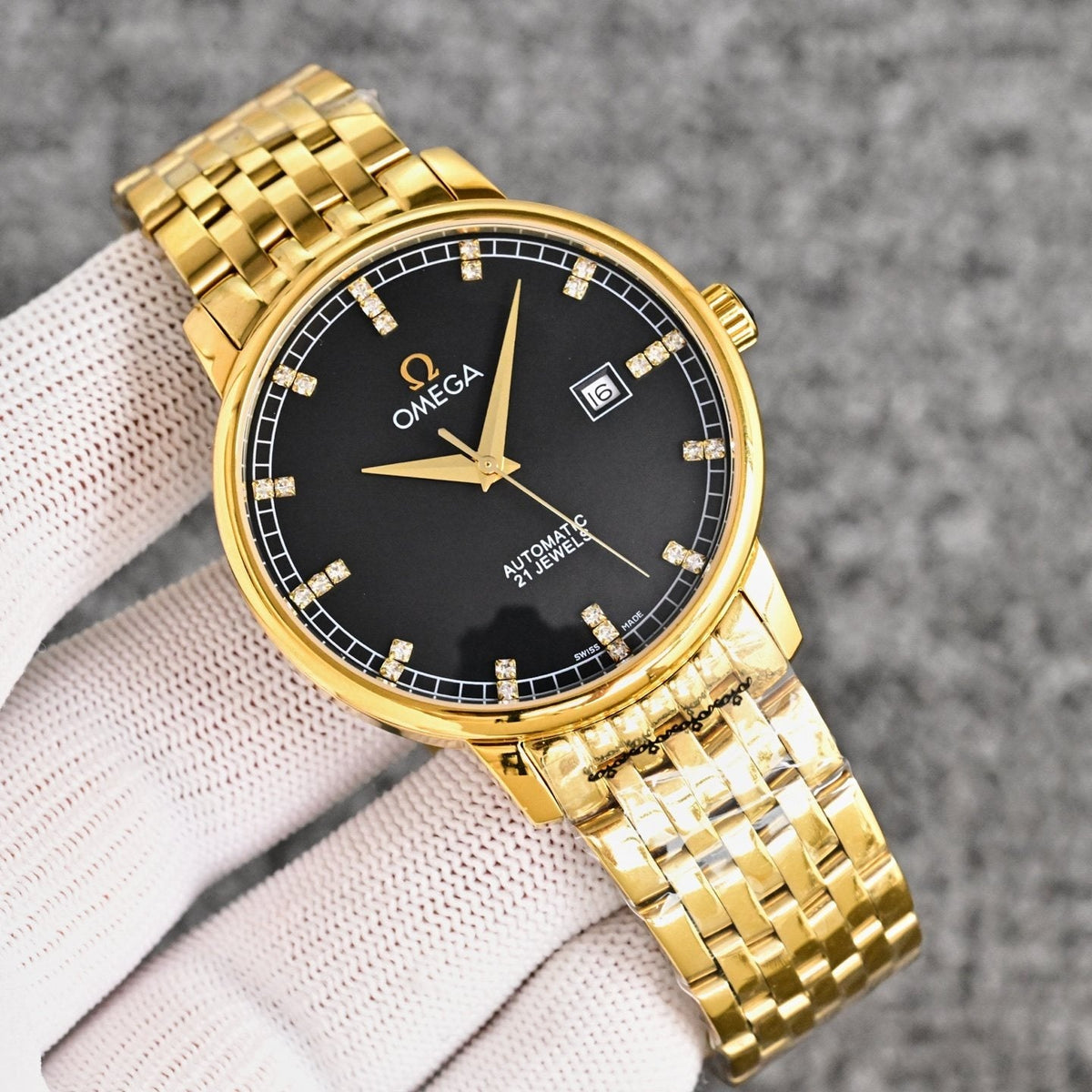 Gold Black Dial Bracelet Watch — hero