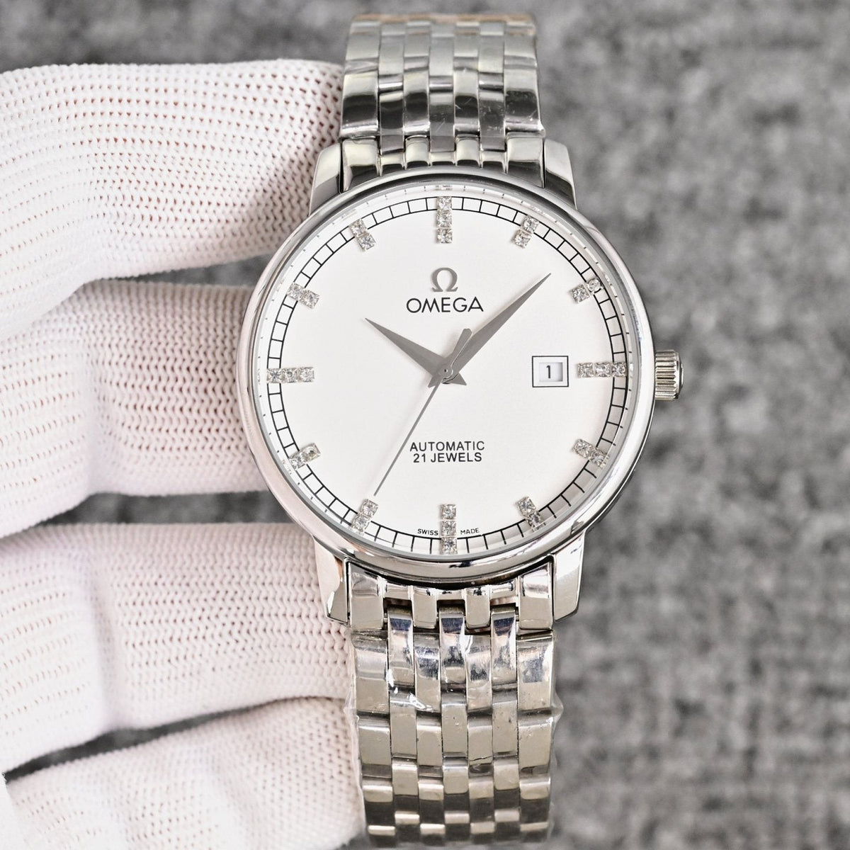 Silver White Dial Bracelet Watch — front