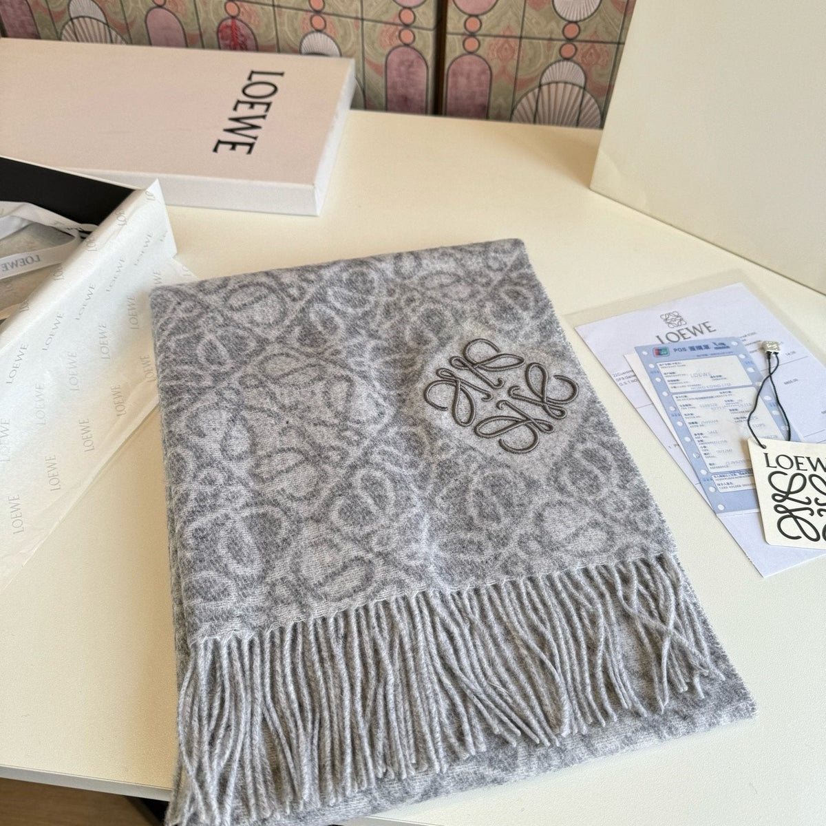 LOEWE Fringed Pattern Scarf — hero