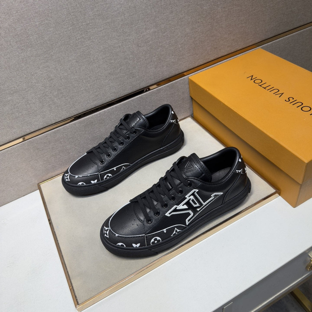 Louis Vuitton Monogram Accent Low-Top Sneakers — front