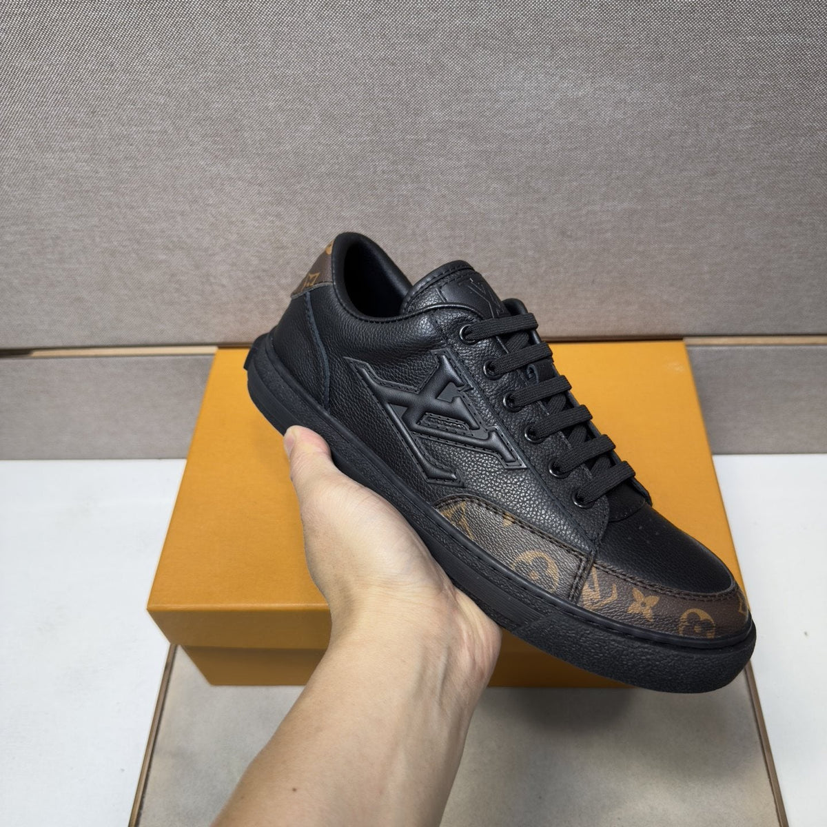 Louis Vuitton Monogram Accent Low-Top Sneakers — model