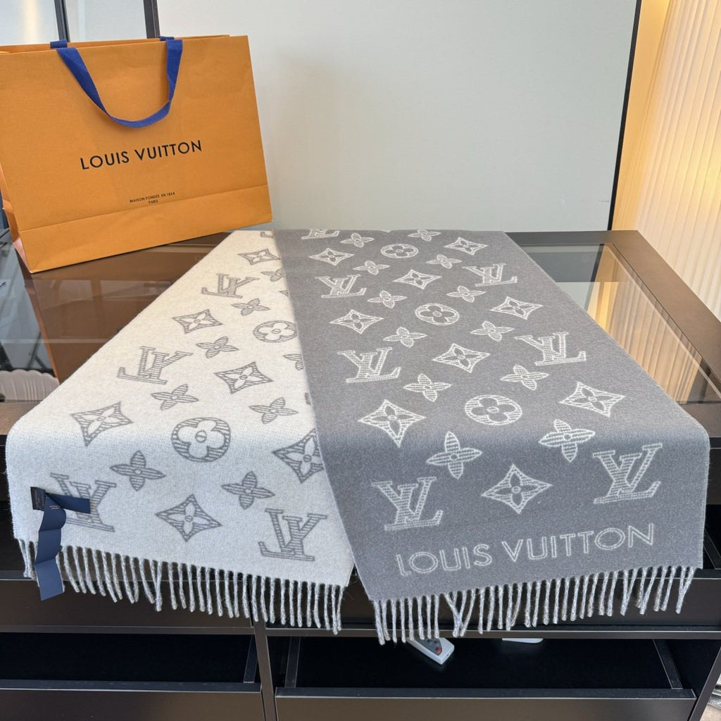 Louis Vuitton Reversible Fringed Scarf — front