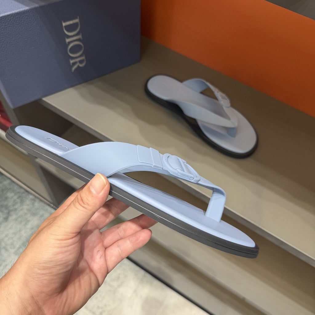 Dior Thong Sandals with Circular Strap Accent — side