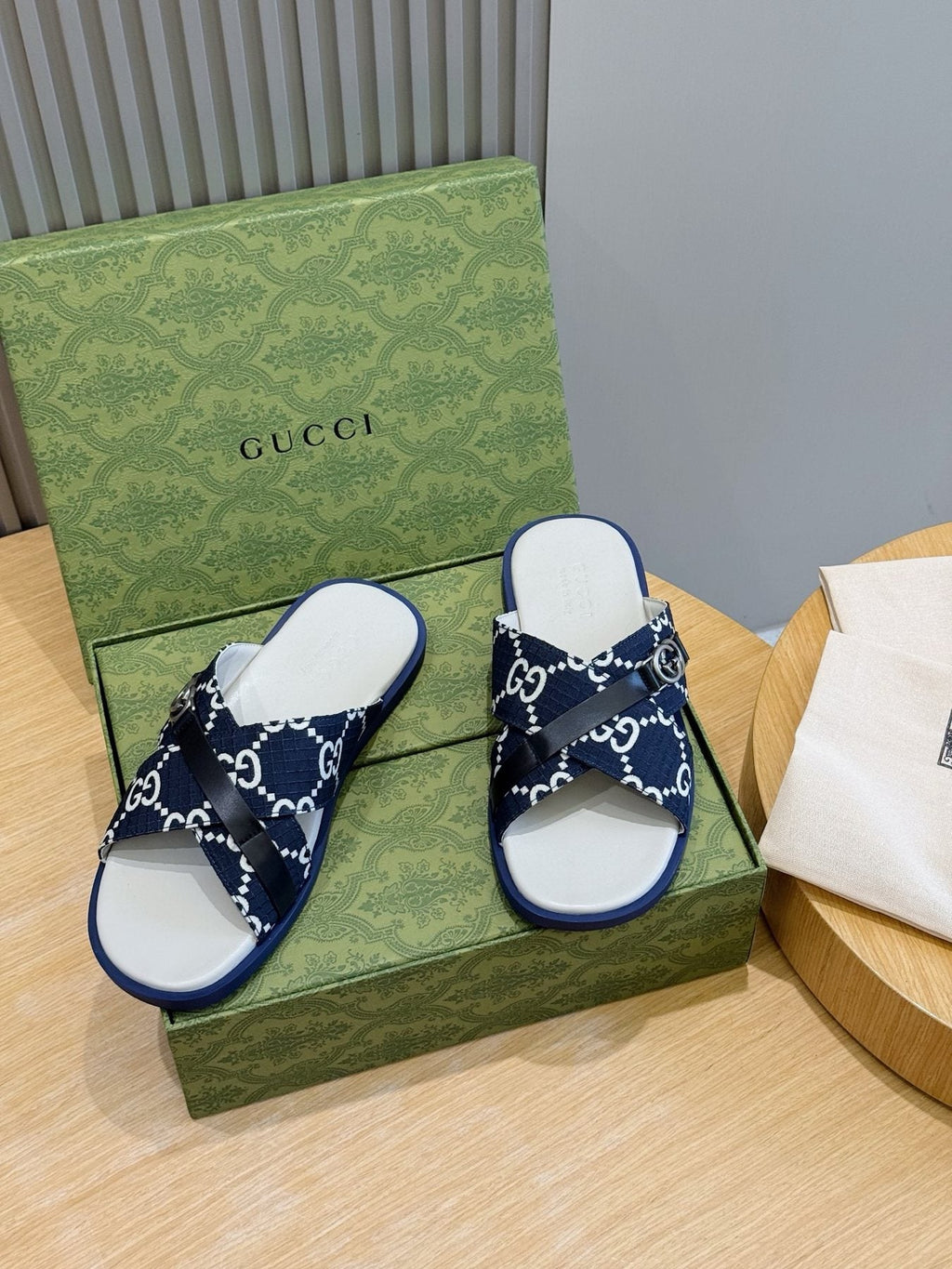 Gucci Crossed Strap Slide Sandals — front