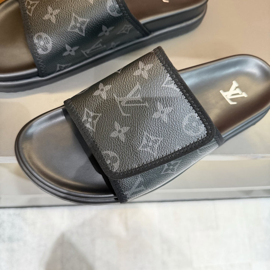 Louis Vuitton Monogram-Patterned Slide Sandals — front