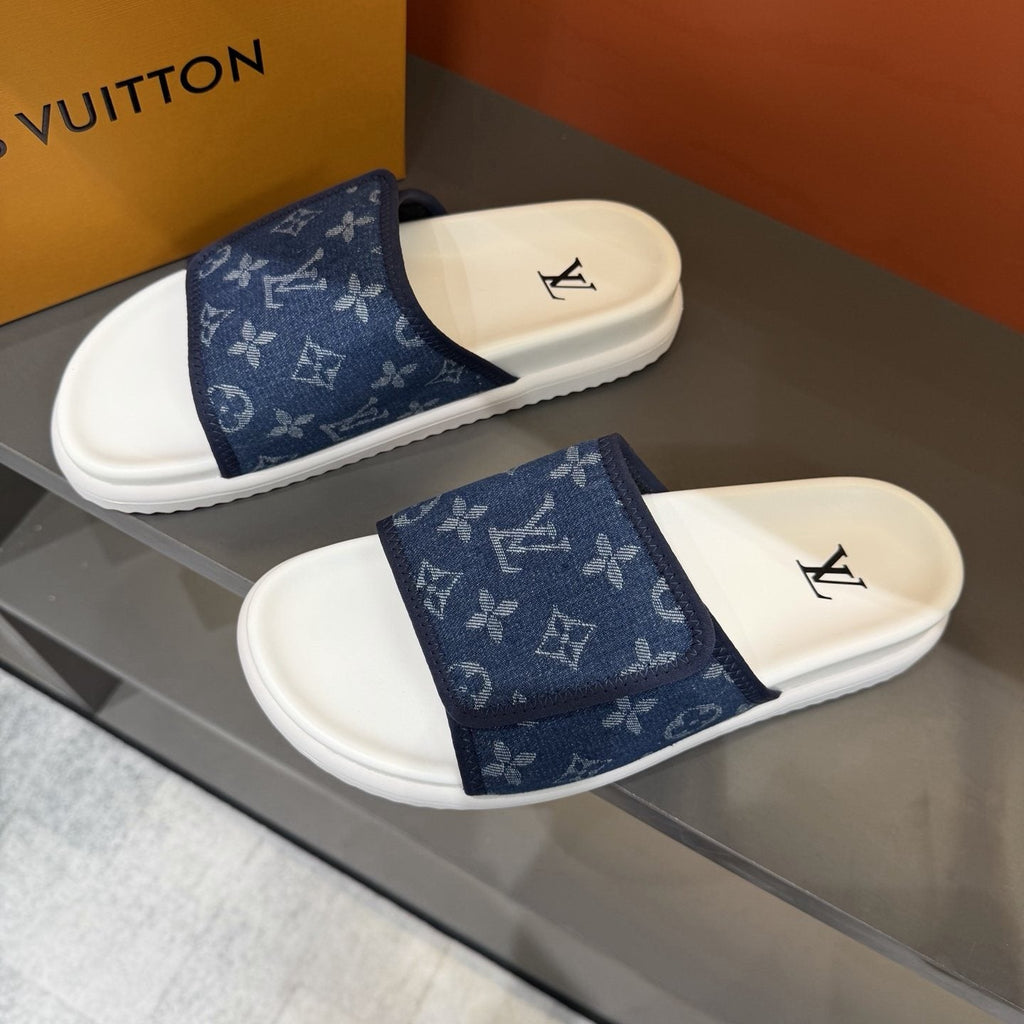 Louis Vuitton Monogram-Patterned Slide Sandals — front
