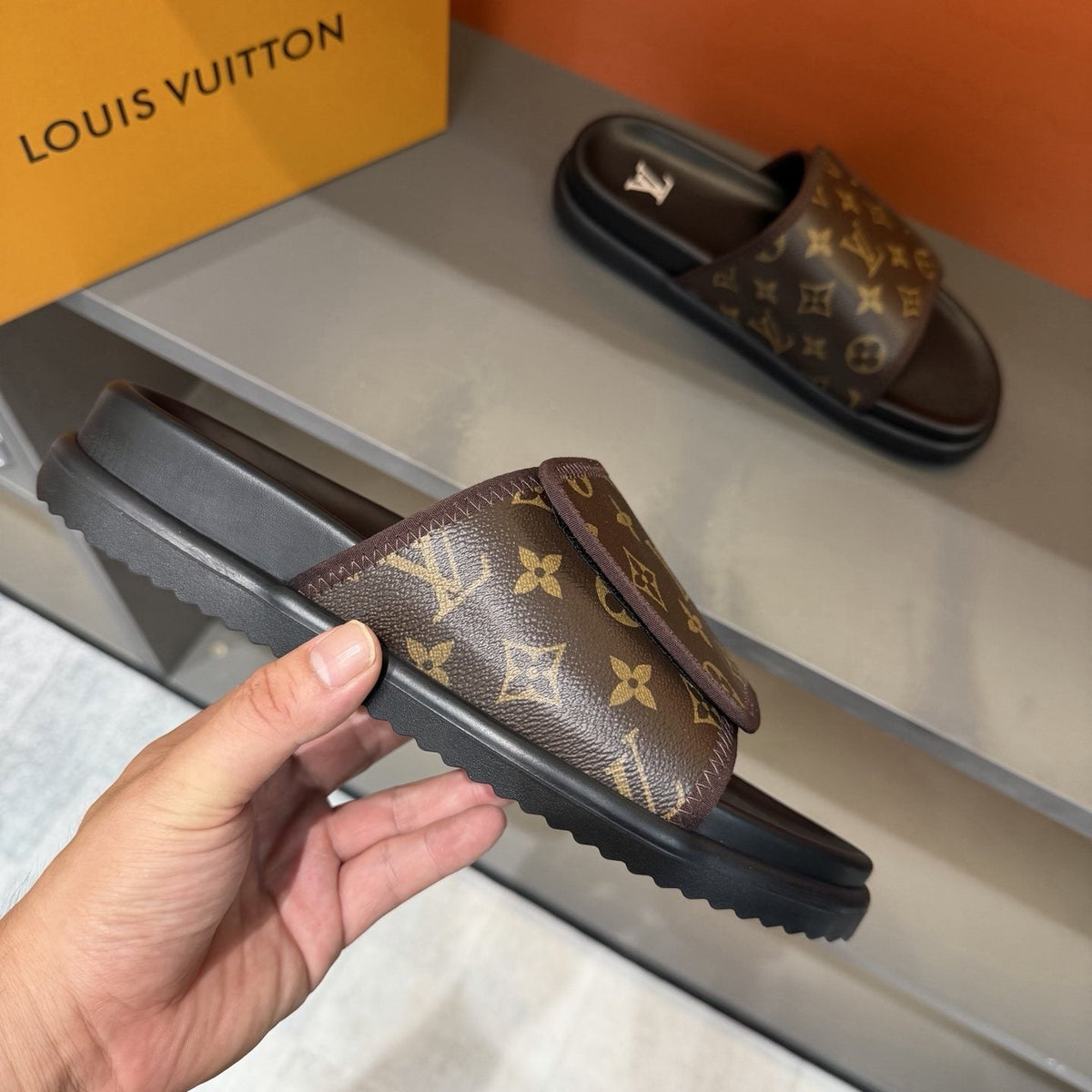 Louis Vuitton Monogram-Patterned Slide Sandals — side