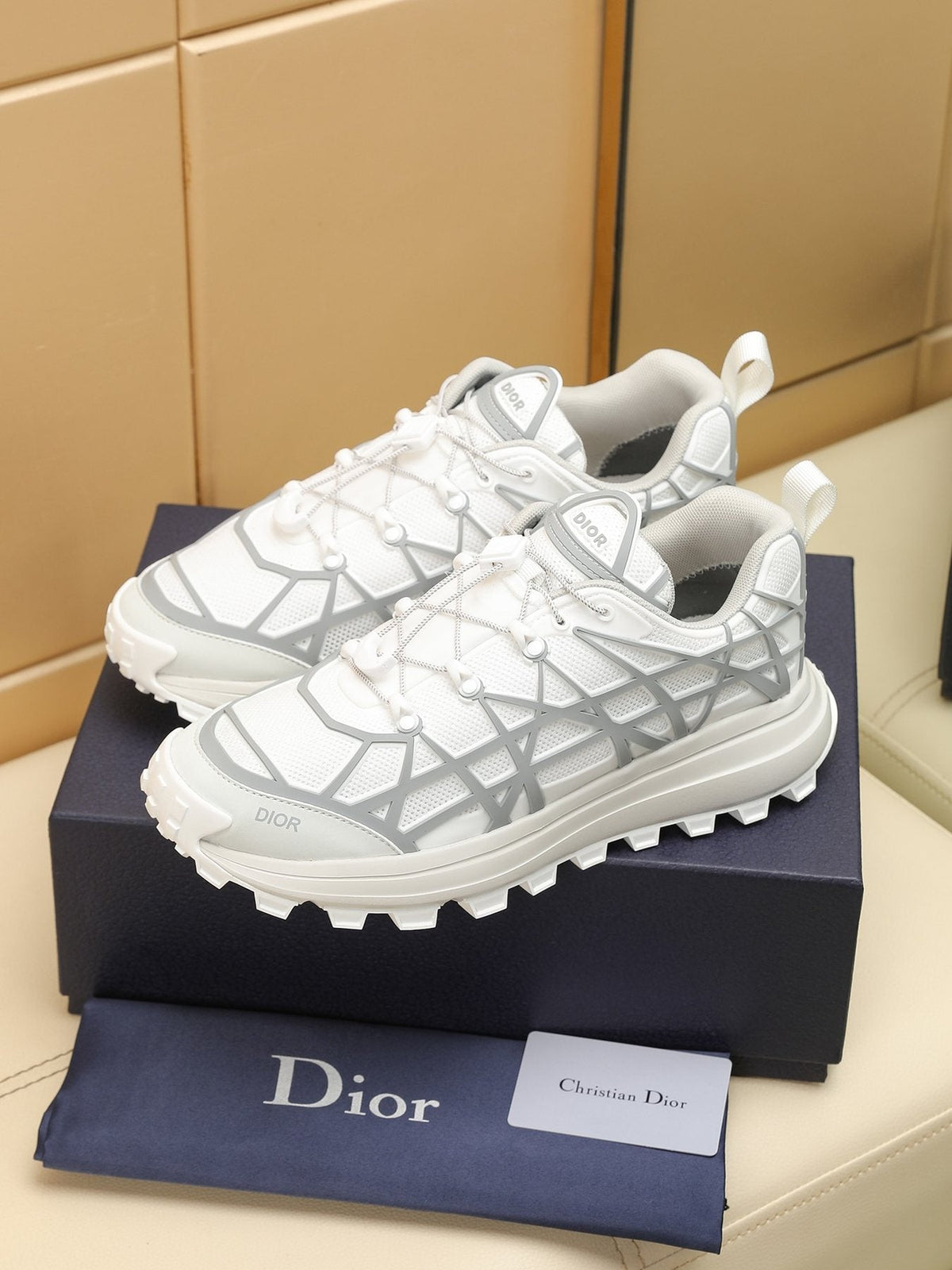 Dior B31 Runner White and Light Gray Sneakers — side