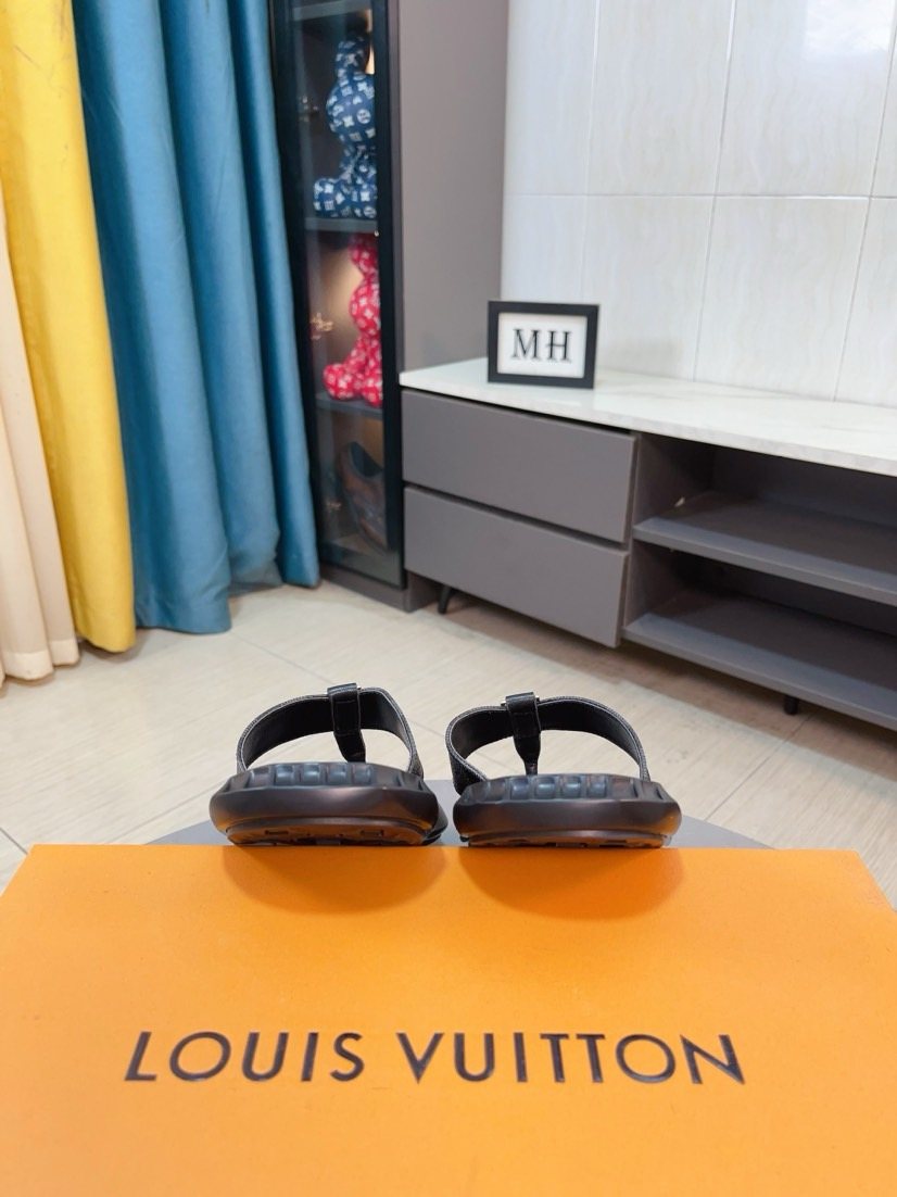 Louis Vuitton Dark Brown Check Thong Sandals — hero