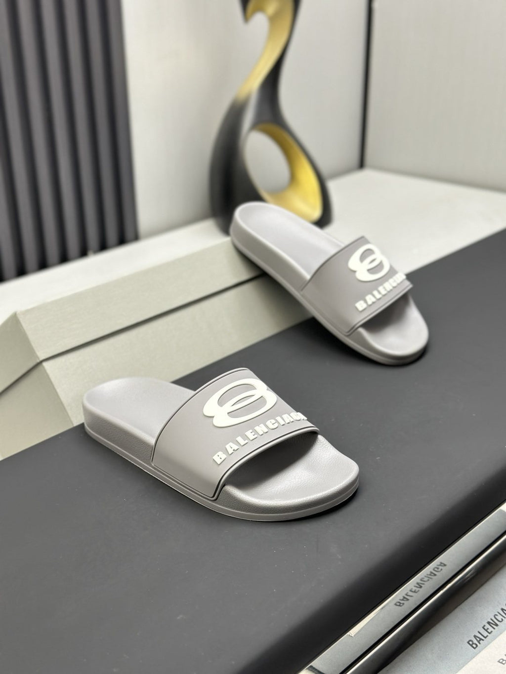 Balenciaga Logo Strap Slide Sandals — front