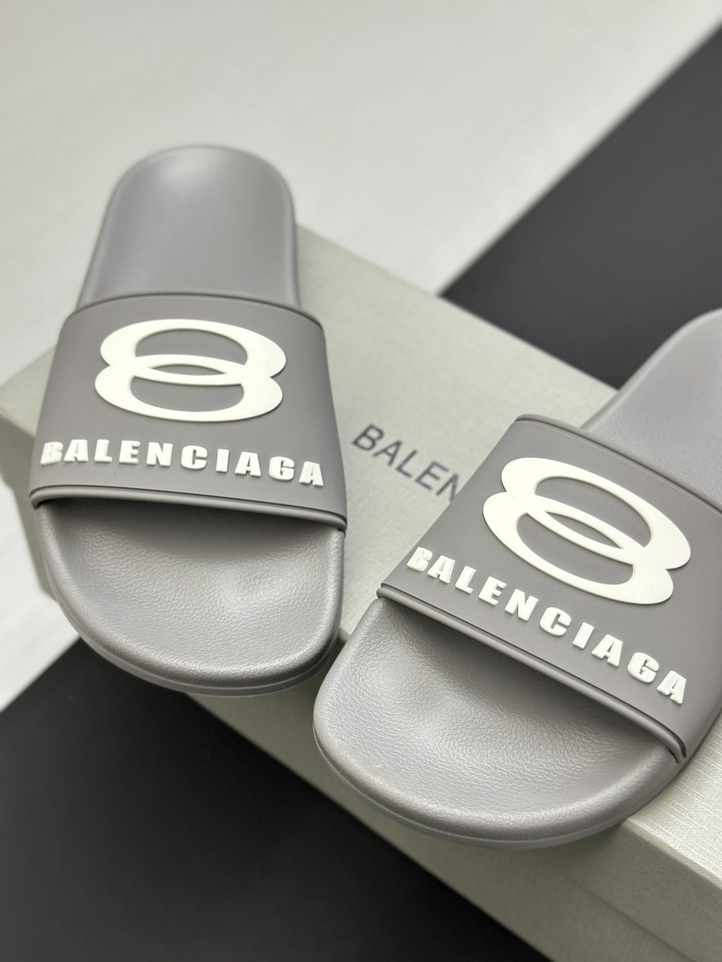 Balenciaga Logo Strap Slide Sandals — front