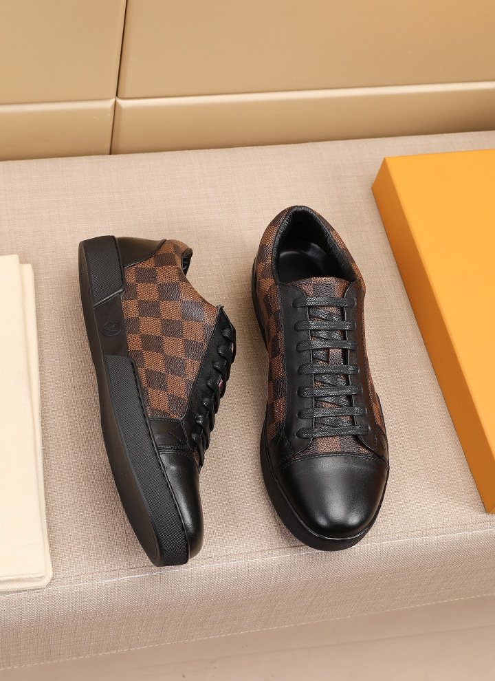 Louis Vuitton Checkered Leather Low-Top Sneakers — side