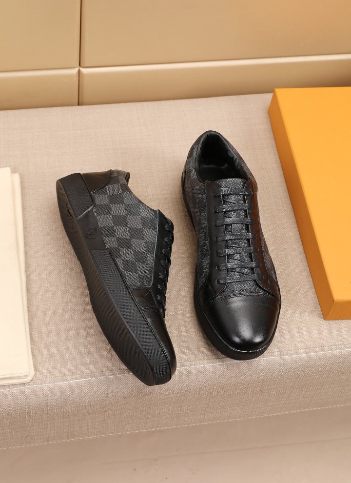 Louis Vuitton Checkered Leather Low-Top Sneakers — front