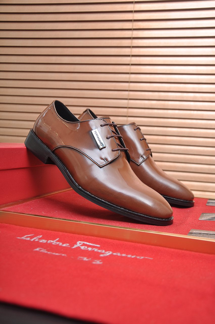 Salvatore Ferragamo Leather Lace-Up Dress Shoes — side