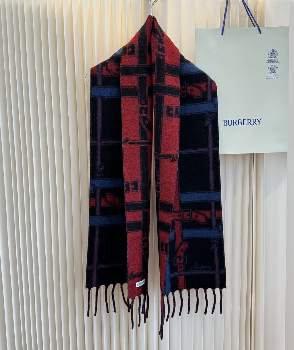 Burberry Reversible Cashmere Fringe Scarf — front