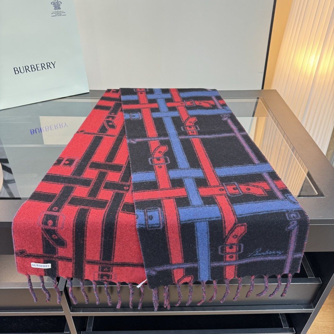 Burberry Reversible Cashmere Fringe Scarf — front
