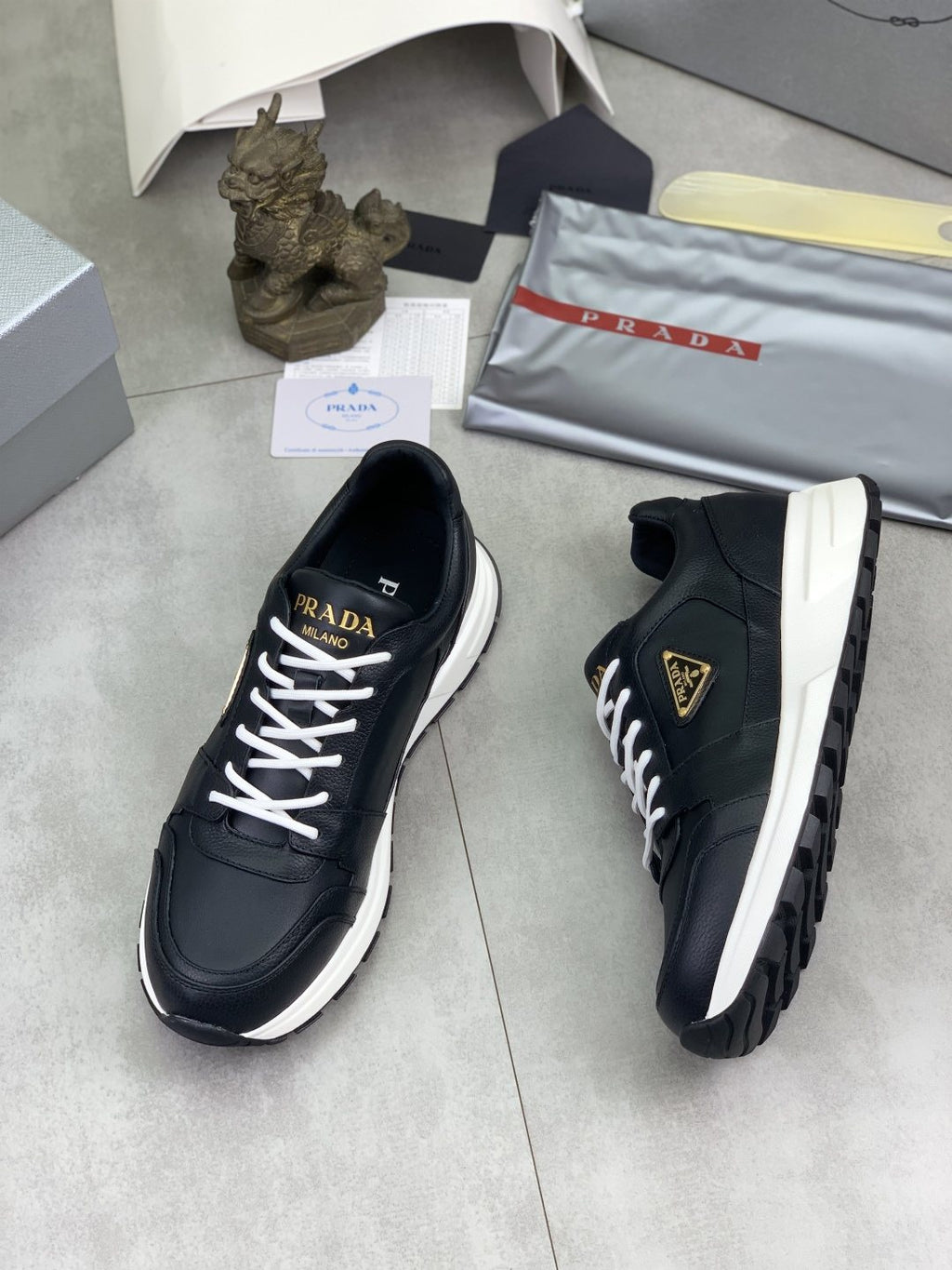 Prada Black Low-Top Sneakers — side