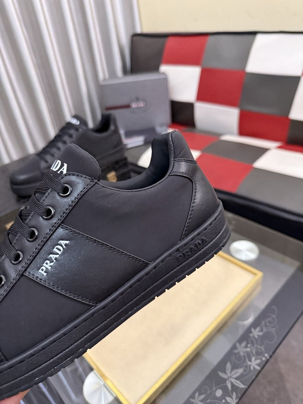 Prada Low-Top Lace-Up Sneakers — detail