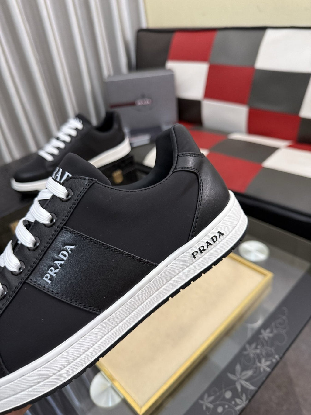 Prada Low-Top Lace-Up Sneakers — detail