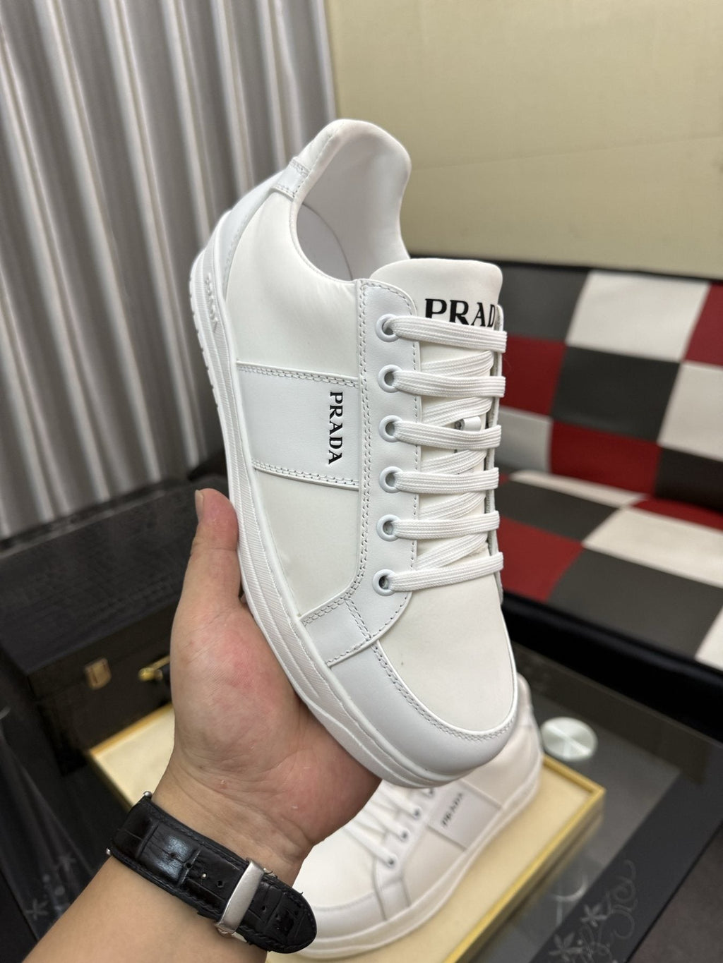 Prada Low-Top Lace-Up Sneakers — model