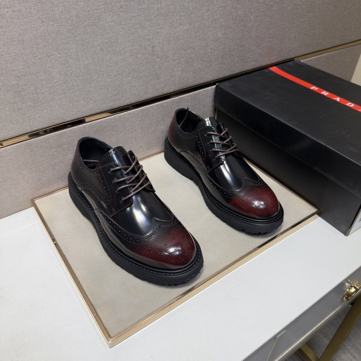 Prada Wingtip Lace-Up Shoes — front