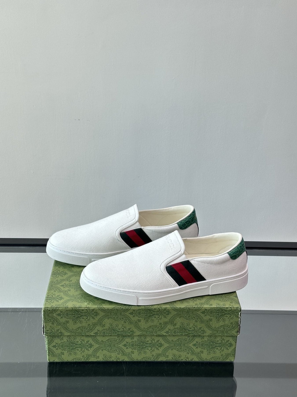 Gucci Striped Slip-On Sneakers — side