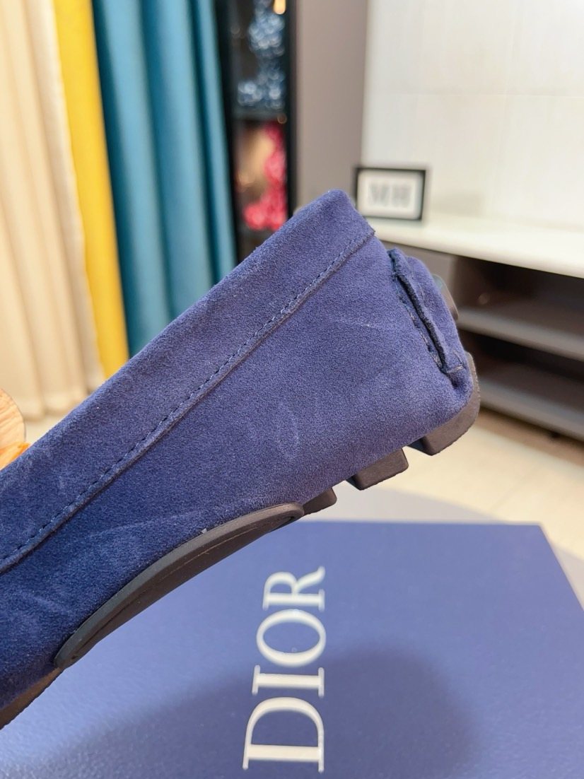 Dior Moc-Toe Logo Plaque Loafers — detail