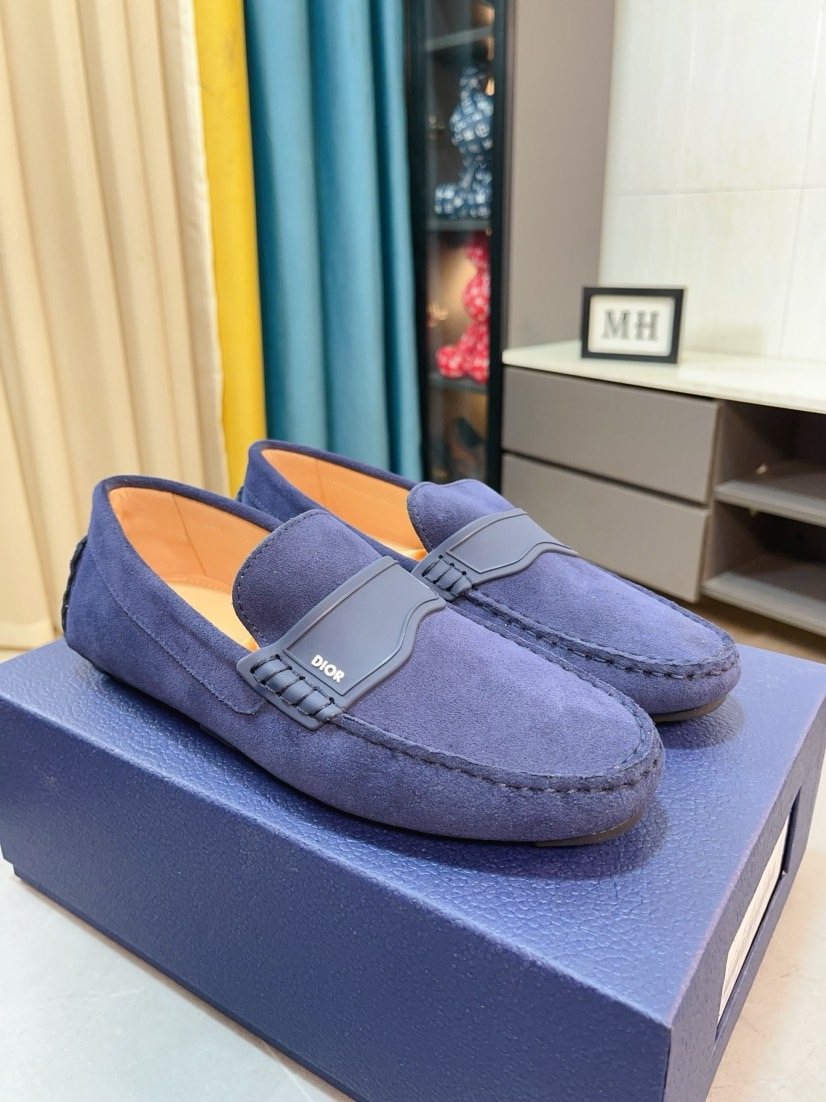 Dior Moc-Toe Logo Plaque Loafers — hero