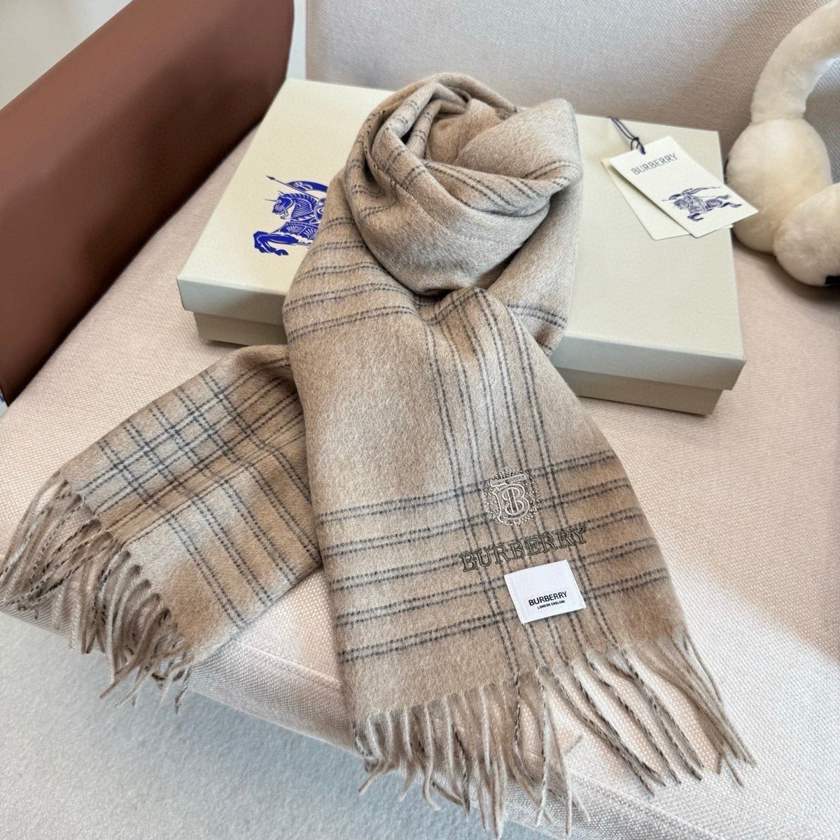 Burberry Plaid Fringe Scarf — side