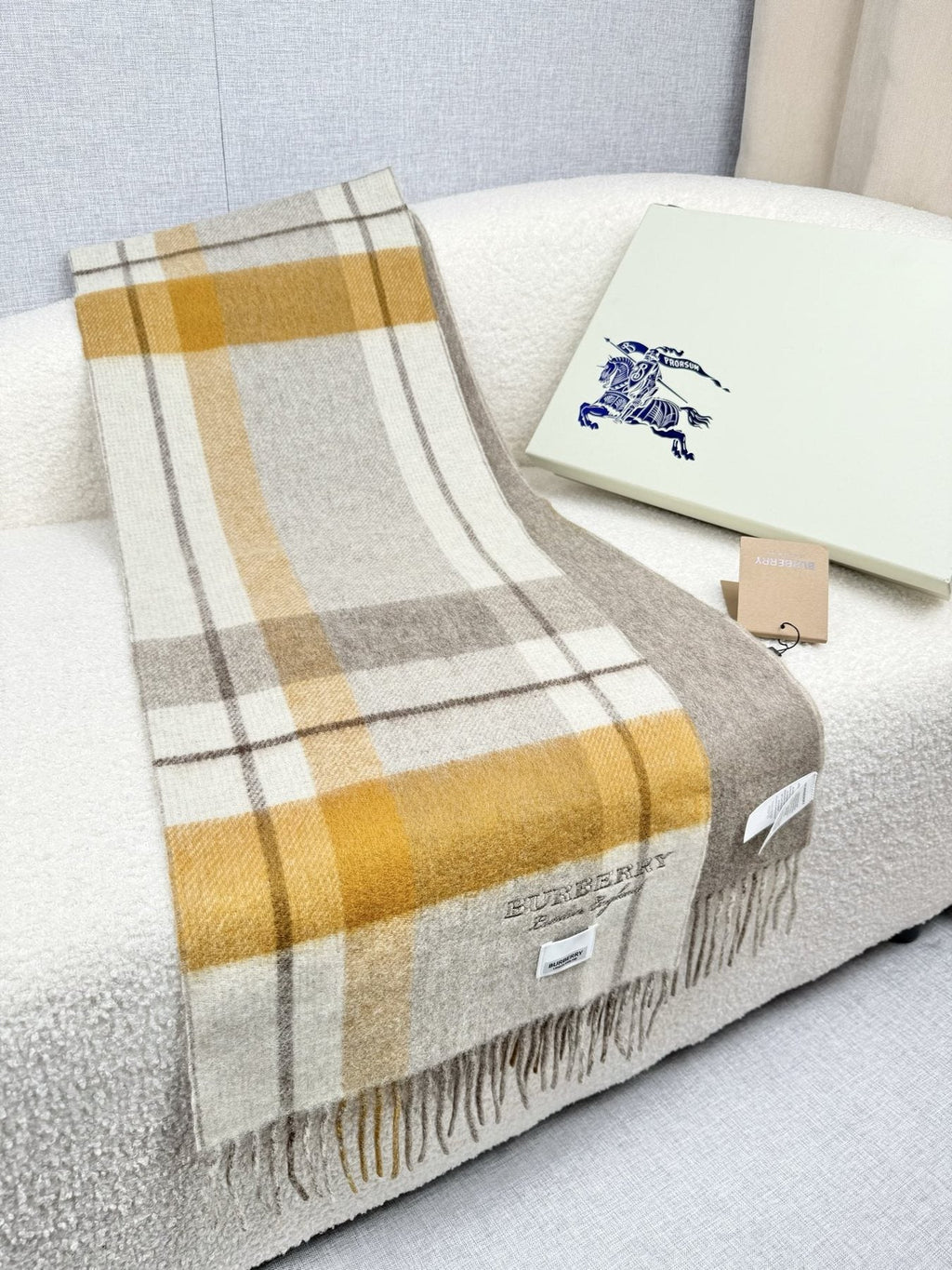Burberry Double-Sided Plaid Fringe Scarf — front