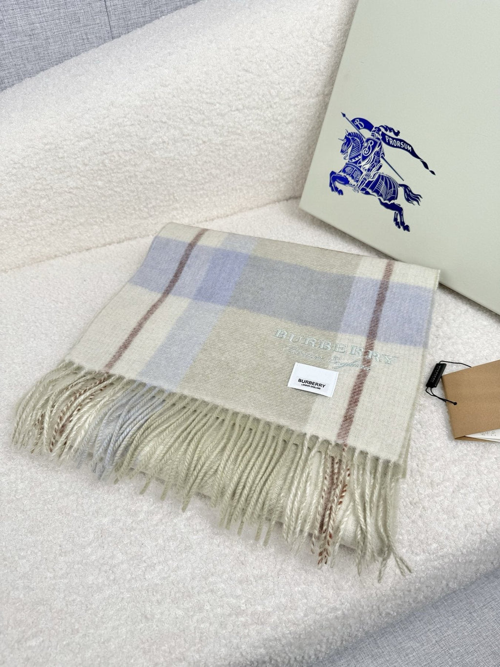 Burberry Double-Sided Plaid Fringe Scarf — front