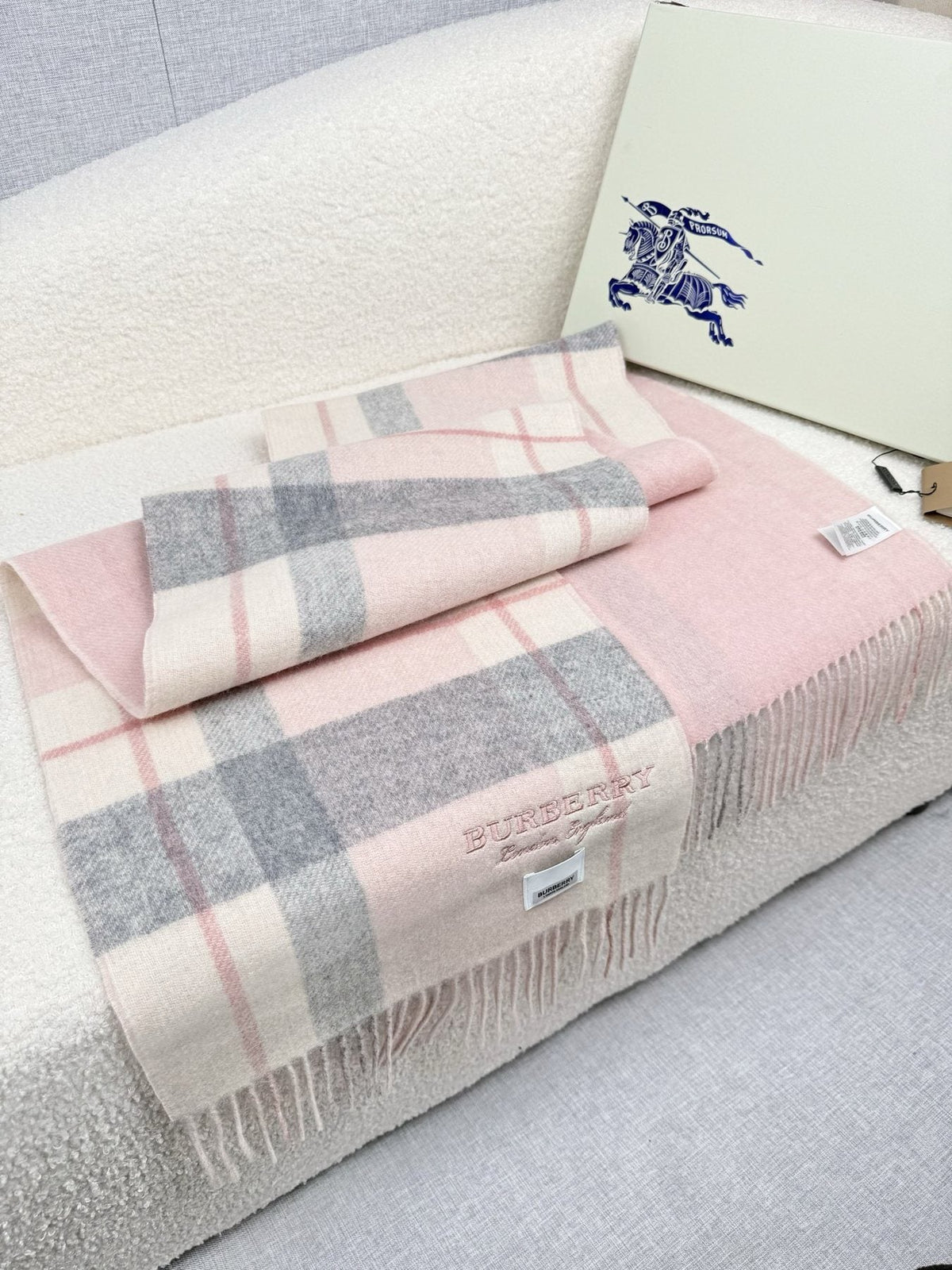 Burberry Double-Sided Plaid Fringe Scarf — front